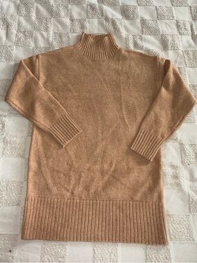 NWOT Zenana Outfitters Camel High-Neck Longline Sweater
